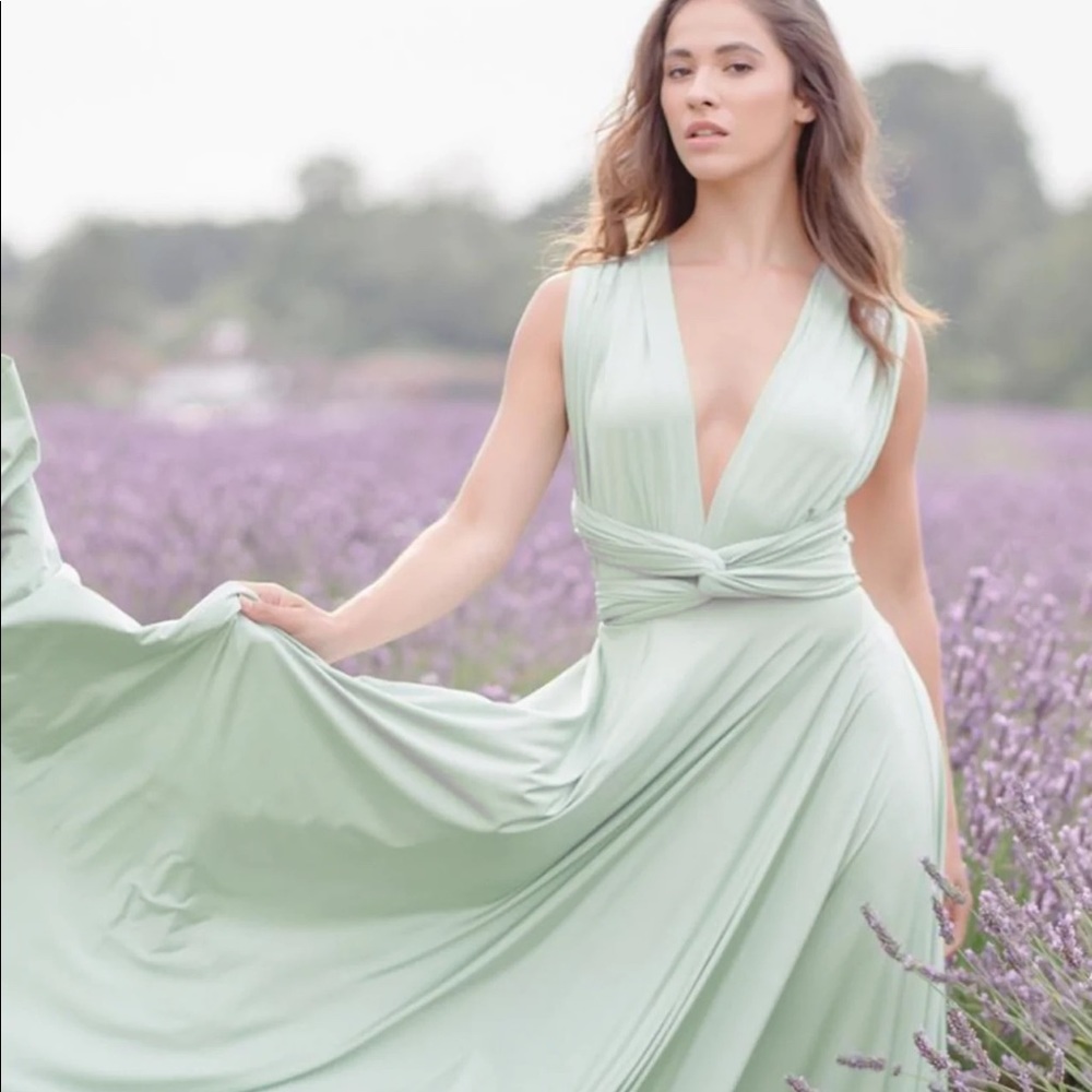 TwoBirds Sage bridesmaid dresses